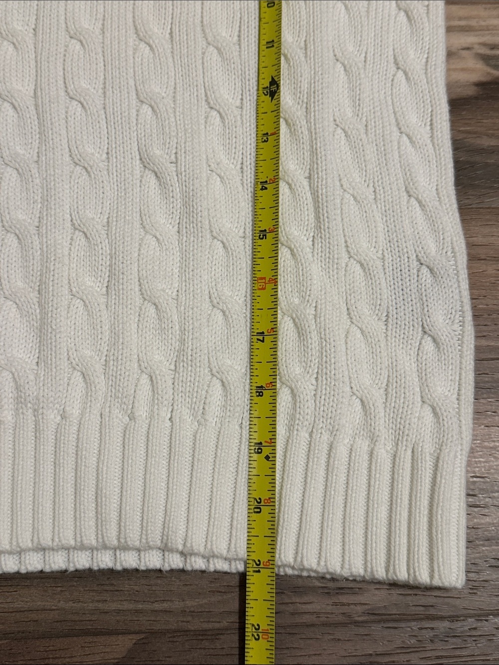 VTG Ralph Lauren Cable Knit Sweater Women’s S White Crew Neck Cotton Old Money - Picture 5 of 6